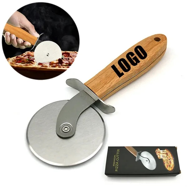 Stainless Steel Pizza Cutter Wheel With Wooden Handle