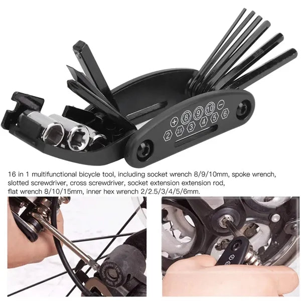 16-in-1 Bicycle Cycling Tool Set Folding Bike Repair Kit