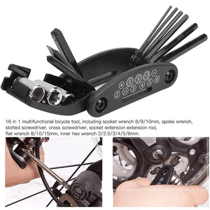 16-in-1 Bicycle Cycling Tool Set Folding Bike Repair Kit