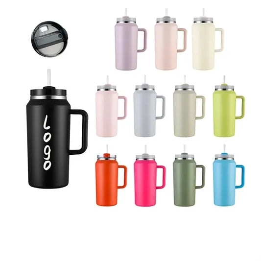 64oz Insulated Vacuum Bottle With Handle and Straw