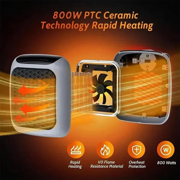 800W Plug in Fan Heater