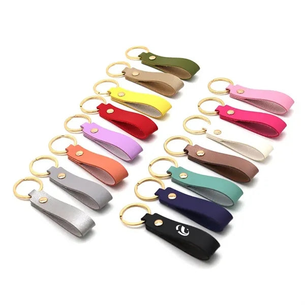 Short PU Leather Wrist Keychain Lanyard