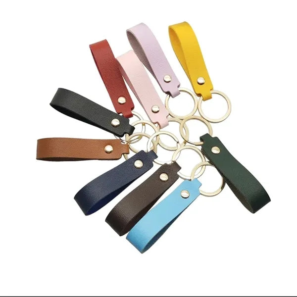 Short PU Leather Wrist Keychain Lanyard