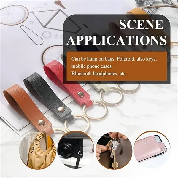 Short PU Leather Wrist Keychain Lanyard