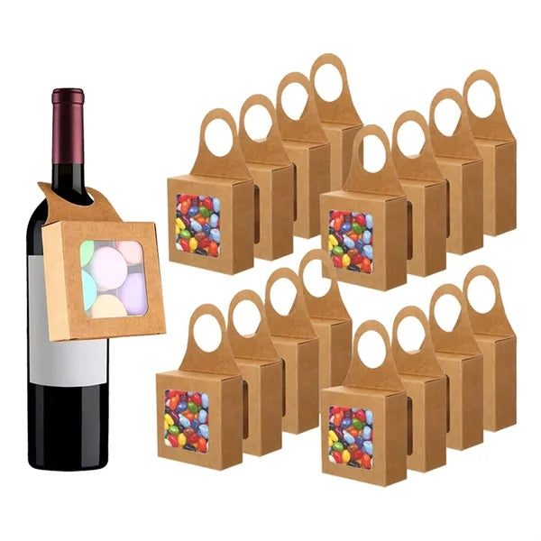 Hanging Foldable Paper Wine Bottle Gift Box With Window