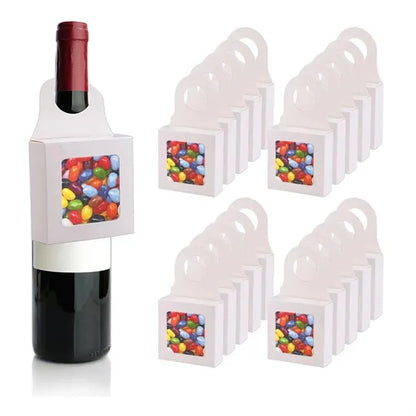Hanging Foldable Paper Wine Bottle Gift Box With Window