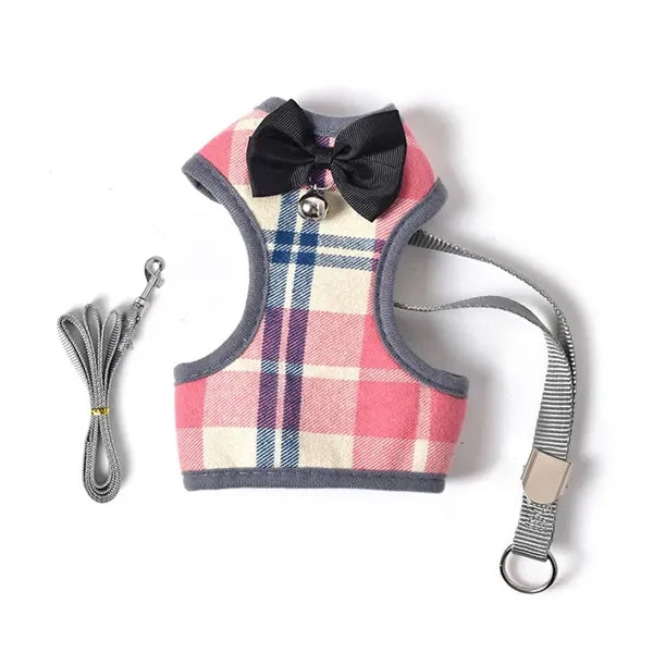 Plaid Vest Chest Harness Leash