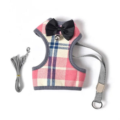 Plaid Vest Chest Harness Leash