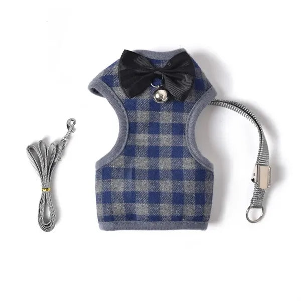 Plaid Vest Chest Harness Leash