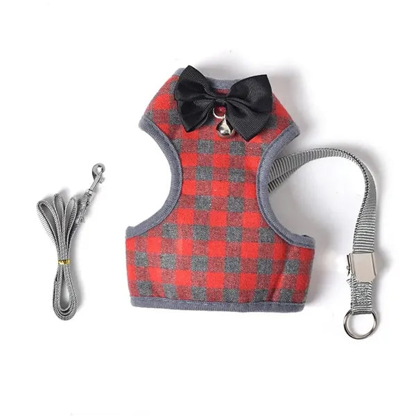 Plaid Vest Chest Harness Leash