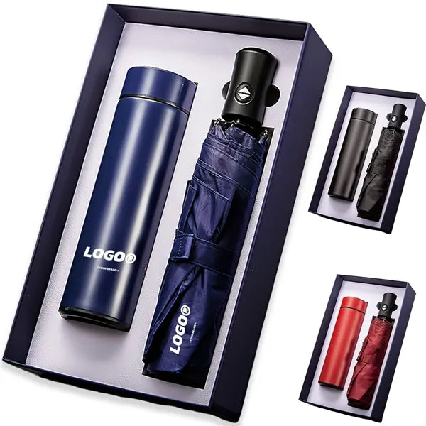 2 In 1 High Quality Umbrella Thermos Gift Set Full Color