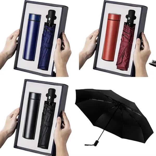 2 In 1 High Quality Umbrella Thermos Gift Set Full Color