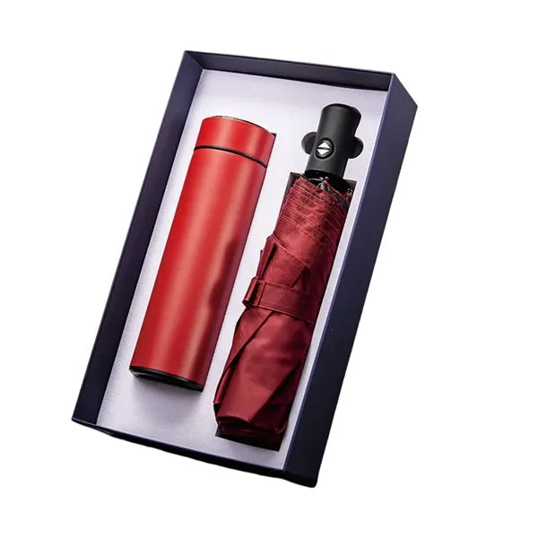 2 In 1 High Quality Umbrella Thermos Gift Set Full Color