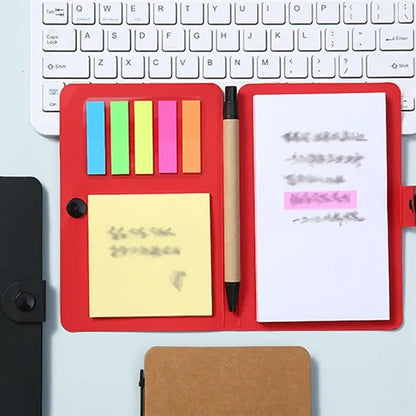 Portable Notepad Tearable Sticky Notes Set with Pen Holder