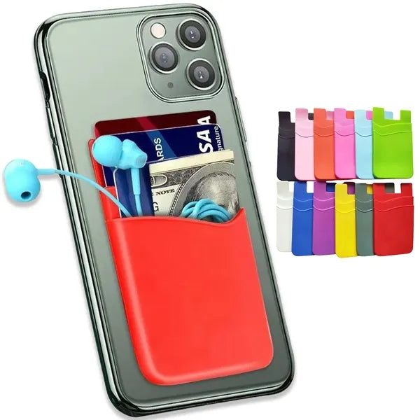 Ultra Slim Double Silicone Phone Card Holder Back Pocket