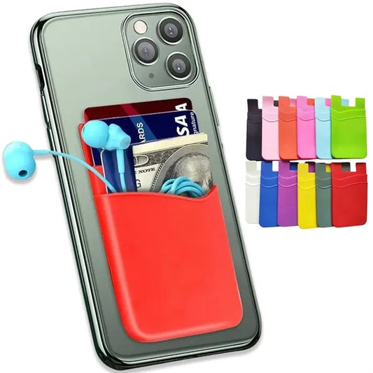 Ultra Slim Double Silicone Phone Card Holder Back Pocket