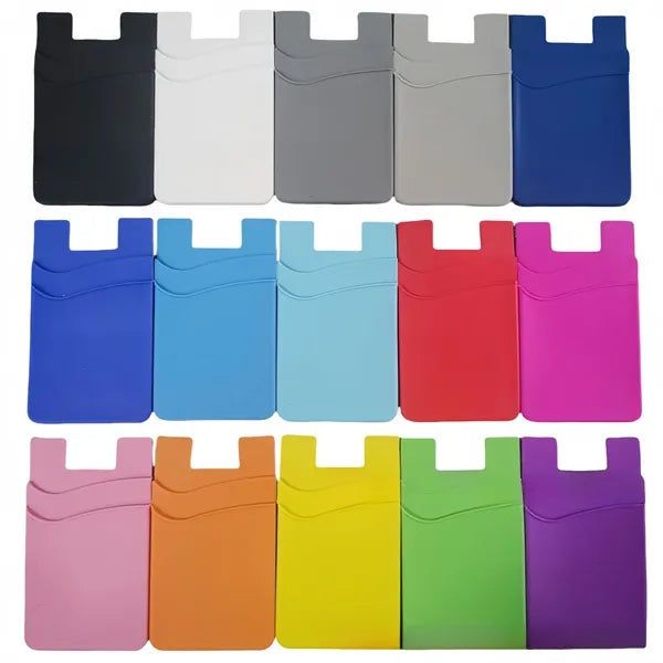Ultra Slim Double Silicone Phone Card Holder Back Pocket