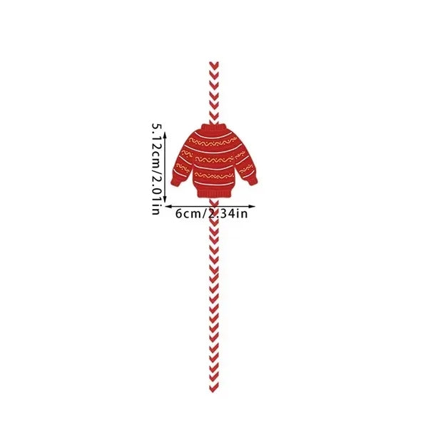 24pcs Christmas Theme Party Decoration Straws