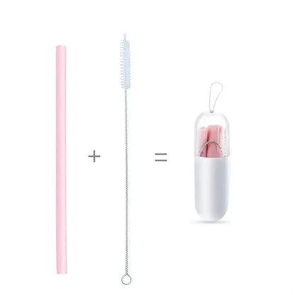 Eco-Friendly Collapsible Silicone Straw Set