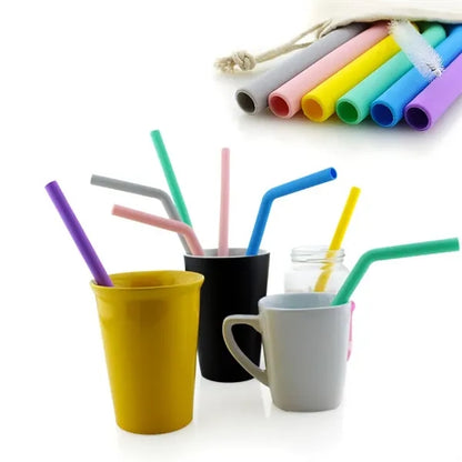 Eco-Friendly Collapsible Silicone Straw Set