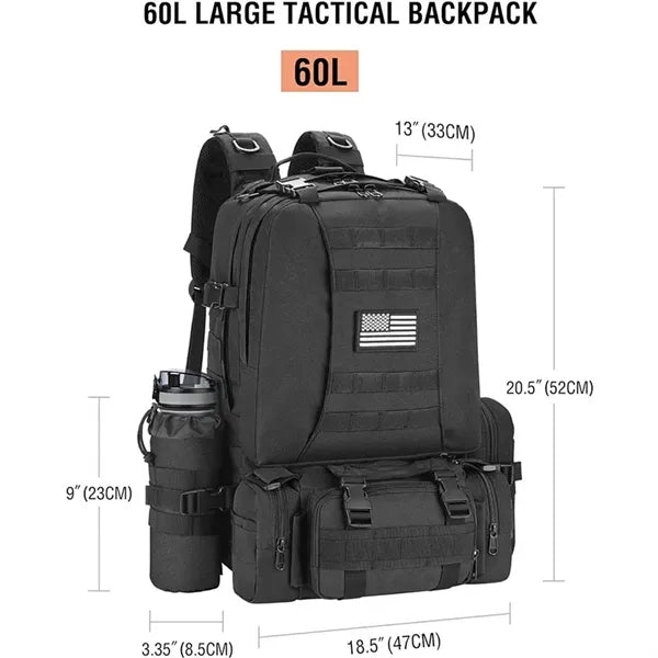 55L Military Tactical 3 Day Backpack for Men