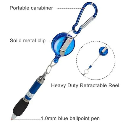 3-in-1 Retractable Badge Reel Pen Belt Clip and Carabiner