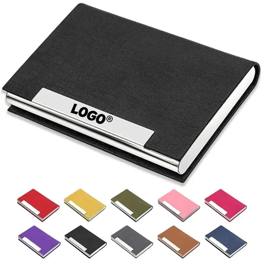 Leather Business Card Wallet with Metal Clip Laser Engraving