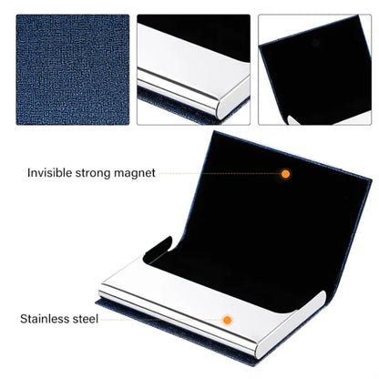 Leather Business Card Wallet with Metal Clip Laser Engraving
