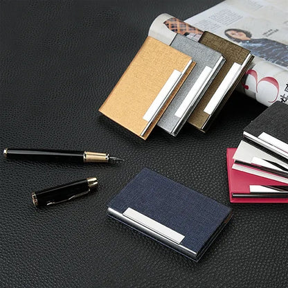 Leather Business Card Wallet with Metal Clip Laser Engraving