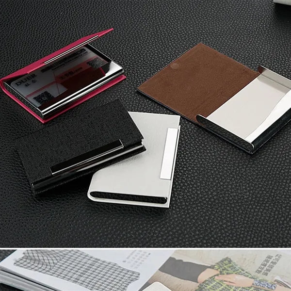 Leather Business Card Wallet with Metal Clip Laser Engraving