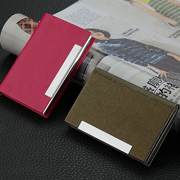 Leather Business Card Wallet with Metal Clip Laser Engraving