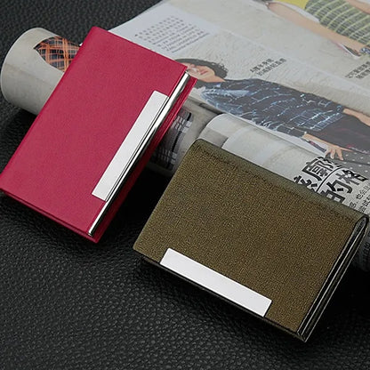 Leather Business Card Wallet with Metal Clip Laser Engraving