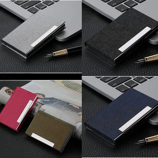 Leather Business Card Wallet with Metal Clip Laser Engraving