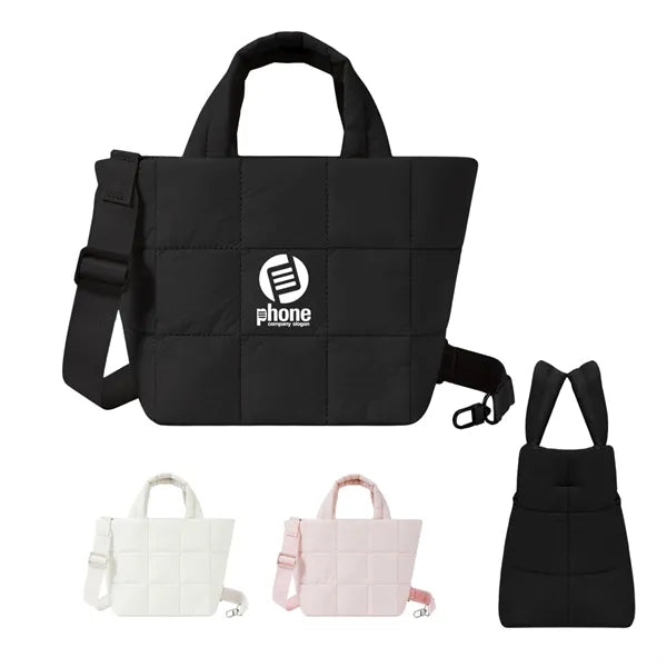 Puffer Tote Bag with Adjustable Strap