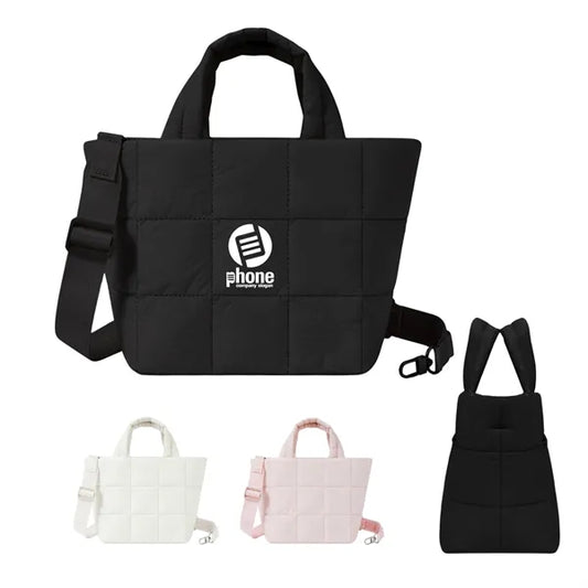 Puffer Tote Bag with Adjustable Strap