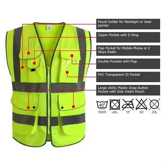 High Visibility Polyester Reflective Safety Vest