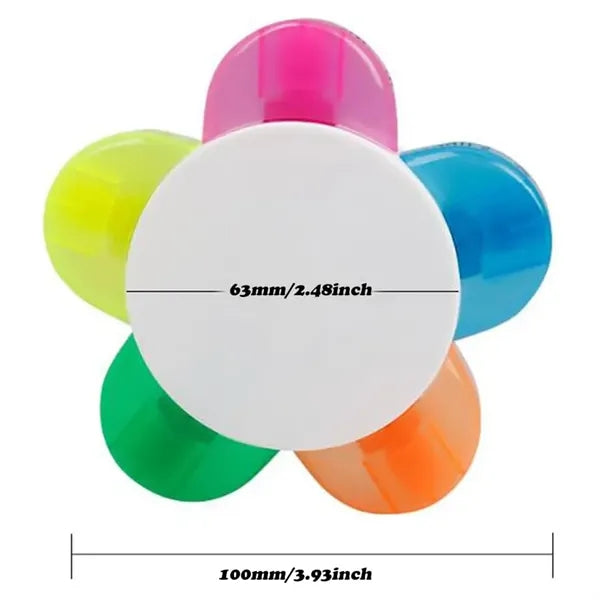 5-In-1 Multicolor Flower Shape Highlighter Marker Pen