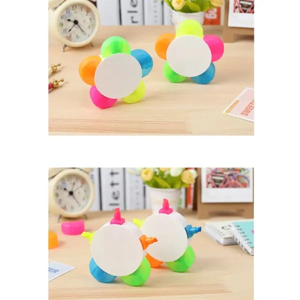 5-In-1 Multicolor Flower Shape Highlighter Marker Pen