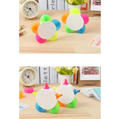 5-In-1 Multicolor Flower Shape Highlighter Marker Pen