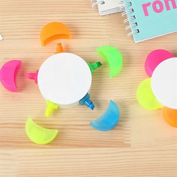 5-In-1 Multicolor Flower Shape Highlighter Marker Pen