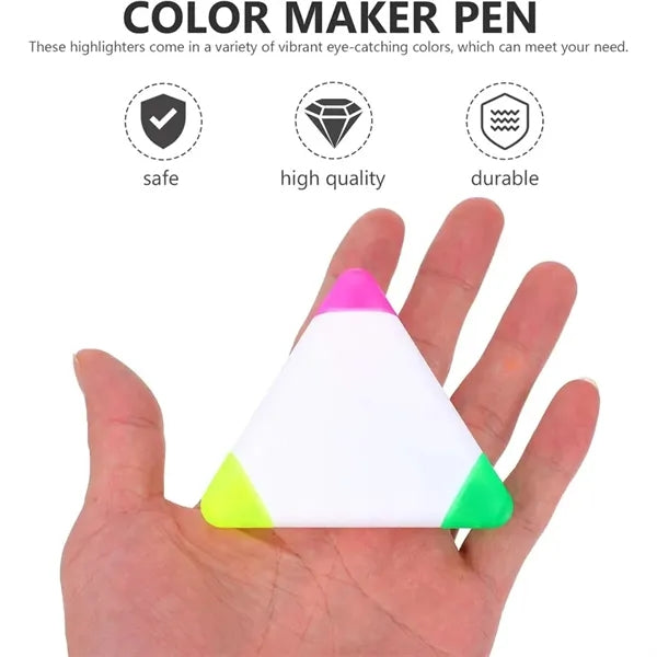 3-In-1 Portable Triangle Three-Color Highlighter Marker Pen