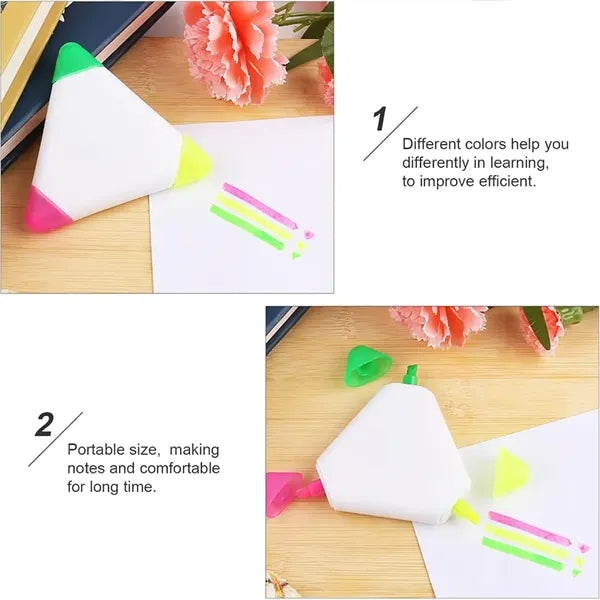 3-In-1 Portable Triangle Three-Color Highlighter Marker Pen
