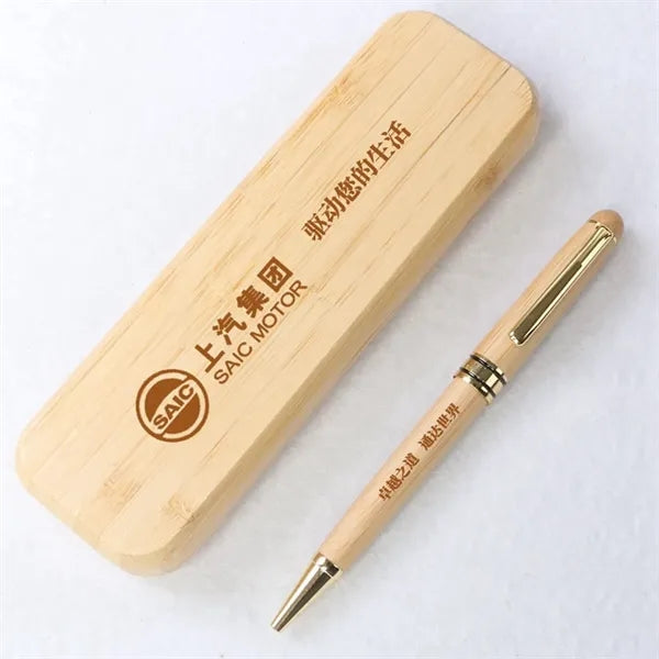Eco-Friendly Bamboo Wood Pen & Case Executive Gift Set
