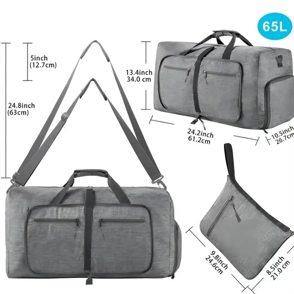 Foldable Duffle Gym Bag with Shoe Compartment