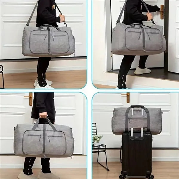 Foldable Duffle Gym Bag with Shoe Compartment
