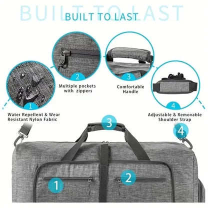 Foldable Duffle Gym Bag with Shoe Compartment