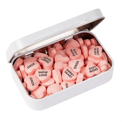 Rectangular Tin - Imprinted Conversation Hearts