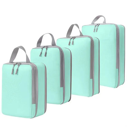 4PCS Compression Packing Cubes Expandable Travel Suitcase