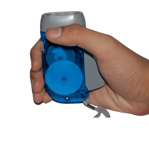 LED Hand Pressing Wind Up Flashlight Torch Crank Power Outdo