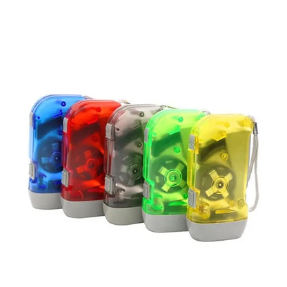 LED Hand Pressing Wind Up Flashlight Torch Crank Power Outdo